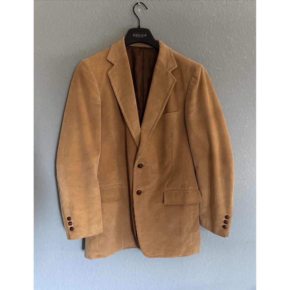 Sears Men's Store Vintage 44R Tan Corduroy 2-Button 70s Blazer Jacket 70's